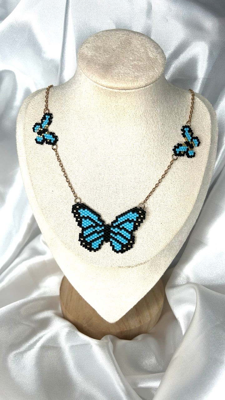 COLLIER Petits Papillons Bleus