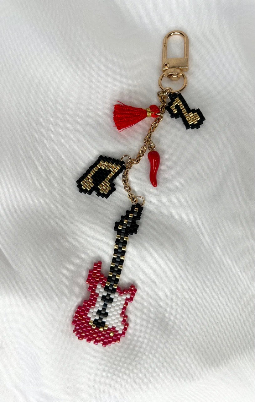 Bijoux de Sac Guitare rouge